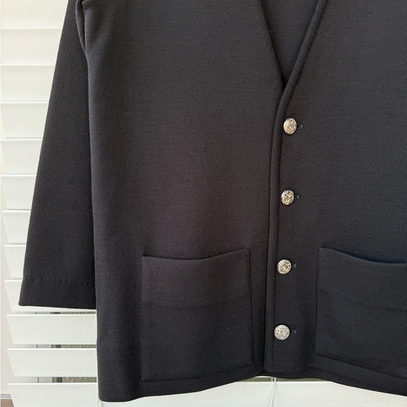 St. Croix 100% Zephyr Wool Knit Sweater Blazer Cardigan Silver Hardware Size S - Picture 2 of 8